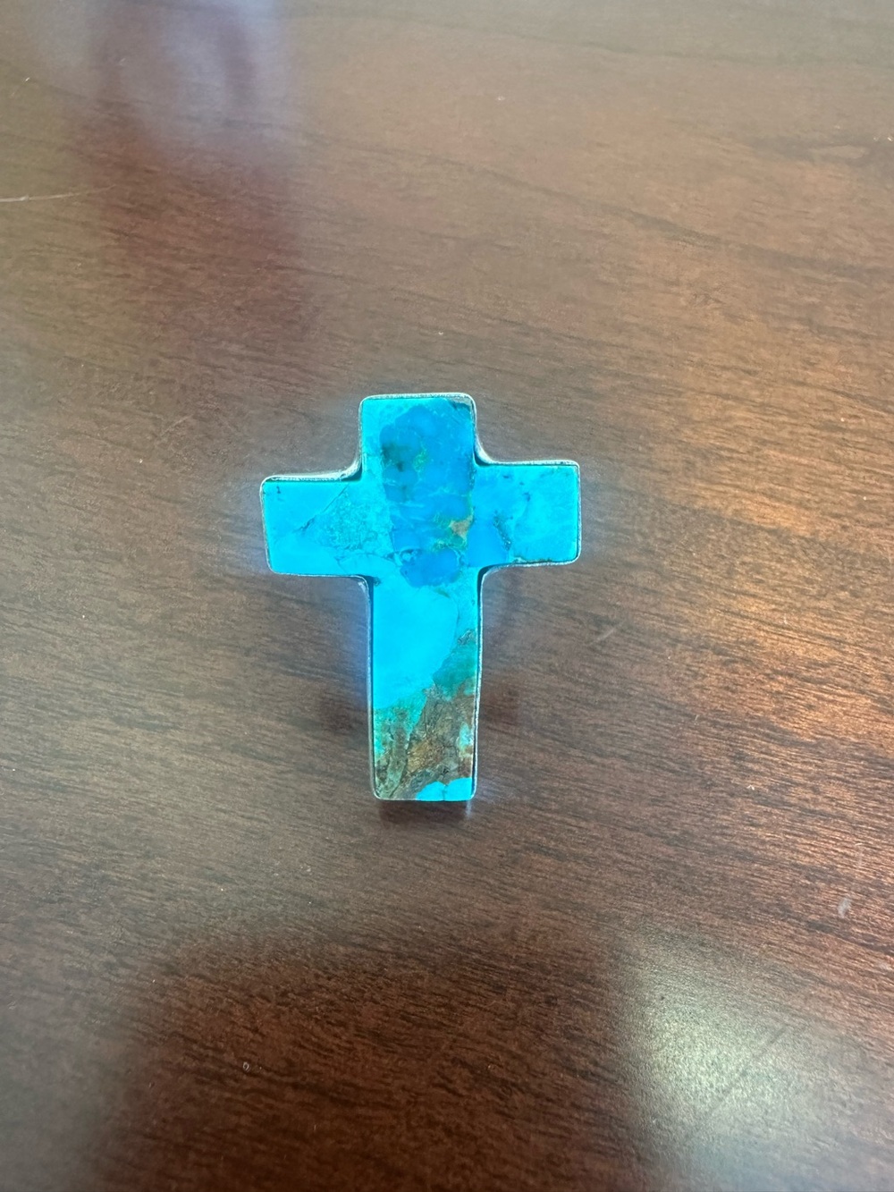 Turquoise Cross real silver ring